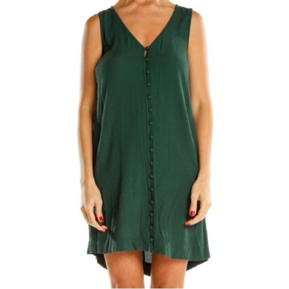 Madewell Heather Button-Front Dress in Dark Green